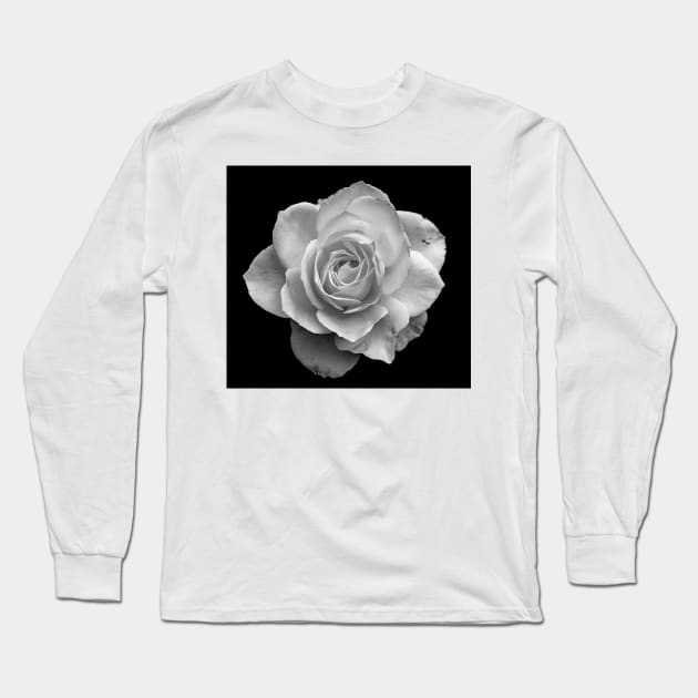 White Rose in Black and White Long Sleeve T-Shirt by briankphoto